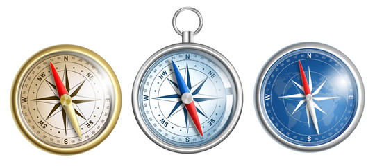 compass illustrations set isolated on white