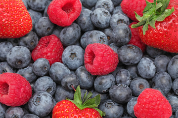 Wall Mural - Strawberry,  blueberry and raspberry. Background