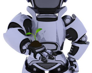 Poster - Robot  nurturing a  seedling plant