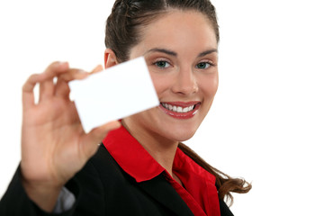 Executive with a blank business card