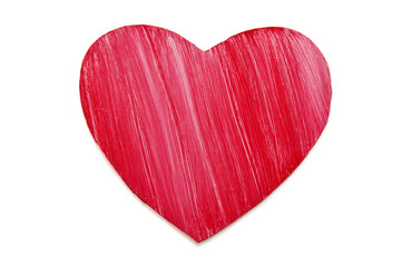 Wall Mural - Red Wooden Painted Heart isolated on white background