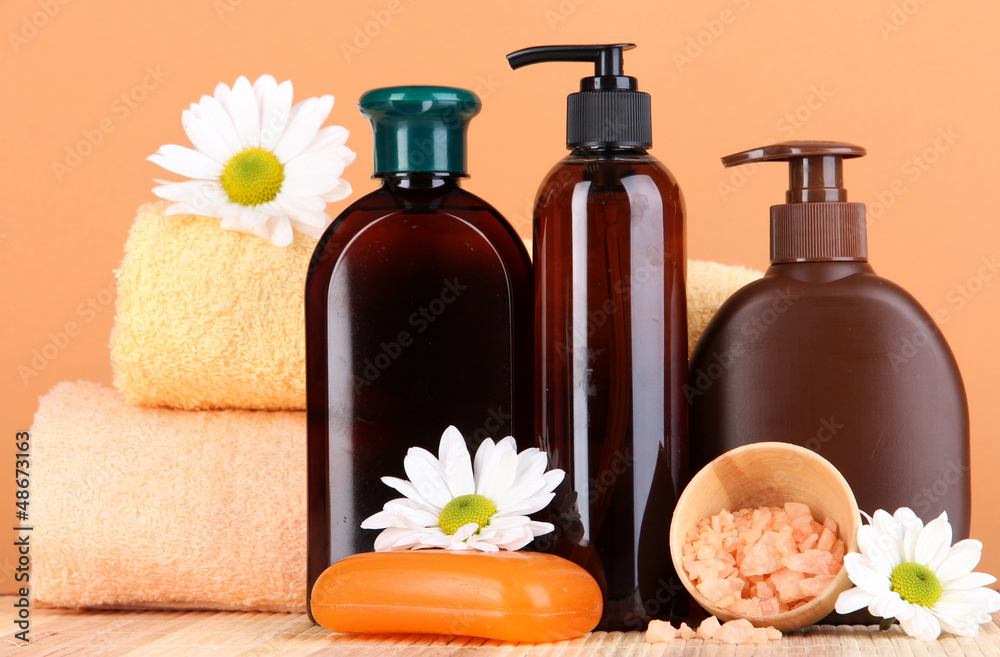 Set for care of a body on peach background