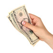 © Africa Studio - Female hand with dollars, close up, isolated on white