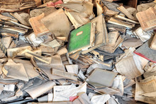 Pile Of Old Yellowed Documents In An Abandoned Building