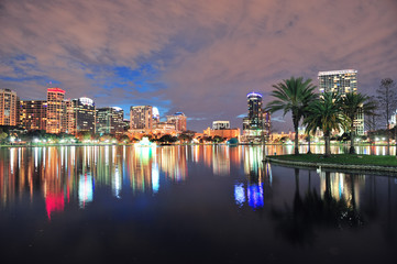 Fototapete - Orlando downtown dusk