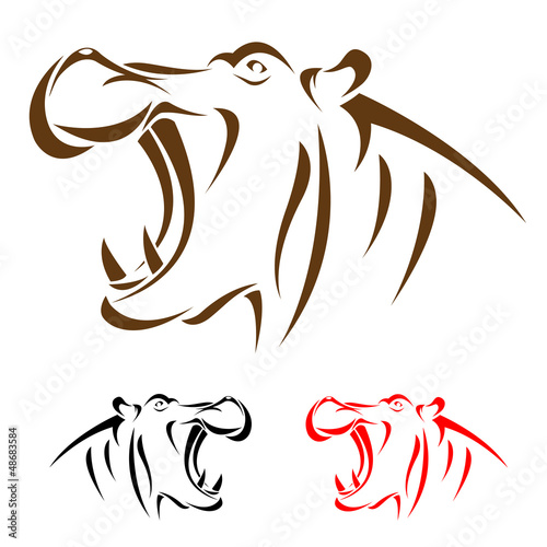 Naklejka dekoracyjna Vector head of hippopotamus on a white background