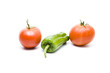 Grüne Paprika mit rote Tomaten