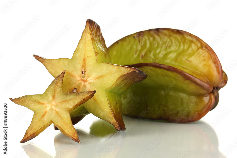 Ripe carambola isolated on white