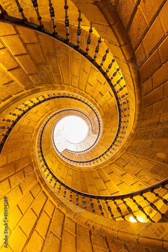 Obraz w ramie Staircase of S. Domingo Bonaval convent. Santiago de Compostela