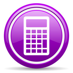 Poster - calculator violet glossy icon on white background