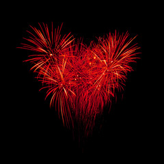 flame fireworks in heart shape