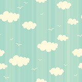 seamless pattern with clouds and birds