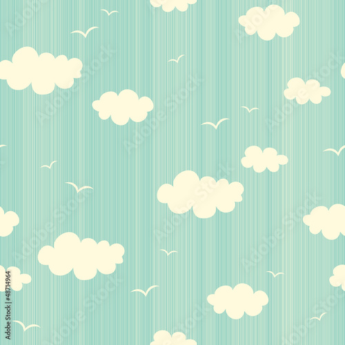 Nowoczesny obraz na płótnie seamless pattern with clouds and birds