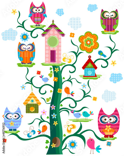 Fototapeta dla dzieci owl`s tree