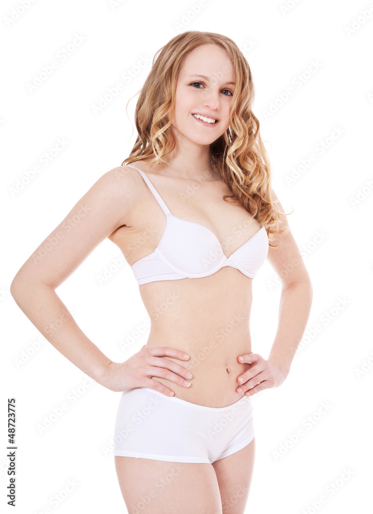 Attraktives Mdchen in weier Unterwsche Stock Photo | Adobe Stock