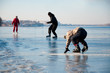 Happy family on ice