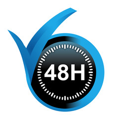 Sticker - livraison 48 heures sur bouton validé bleu