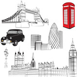 Fototapeta Londyn - set of elements representing England