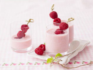 Wall Mural - yogurt with raspberry