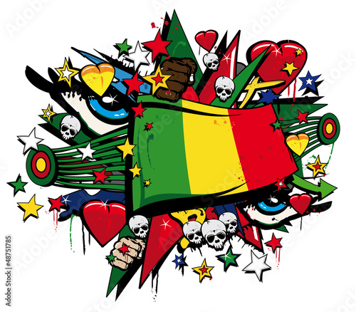 Drapeau Mali Graffiti Malien Pop Art Illustration Stock Illustration Adobe Stock