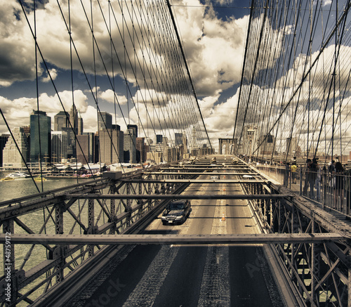 Obraz w ramie Brooklyn Bridge view, New York City