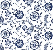 Traditional Paisley Floral Pattern , Textile , Rajasthan, India