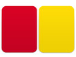 Ilustração - cartão vermelho e cartão amarelo do futebol, lado a lado