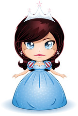 Sticker - Princess With Black Hair In Blue Dress