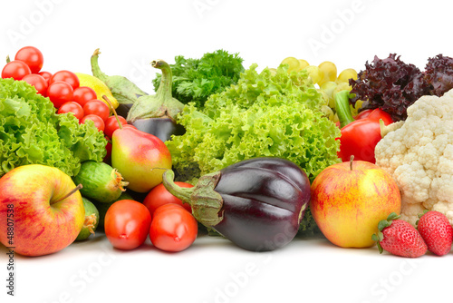 Naklejka nad blat kuchenny fruits and vegetables isolated on white background