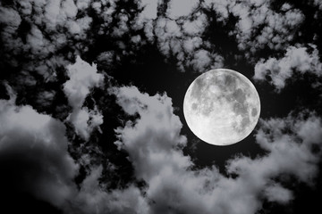 Wall Mural - night sky with moon and clouds