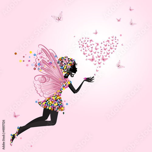 Fototapeta dla dzieci Fairy with a valentine of butterflies