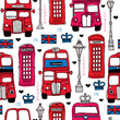 Seamless love London UK red travel icon background pattern