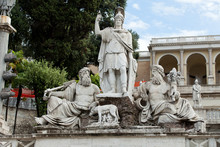 Rome - Sculpture And Fountain Of Piazza Del Popolo