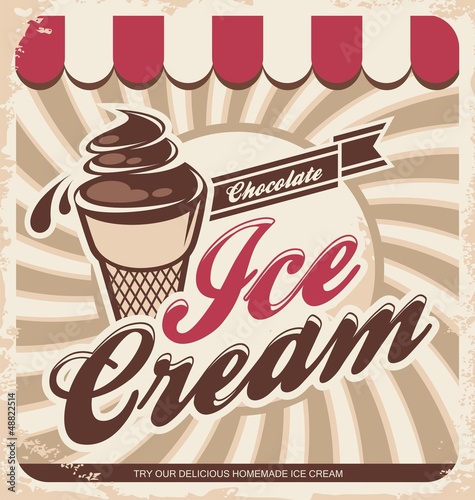 Obraz w ramie Ice cream retro poster