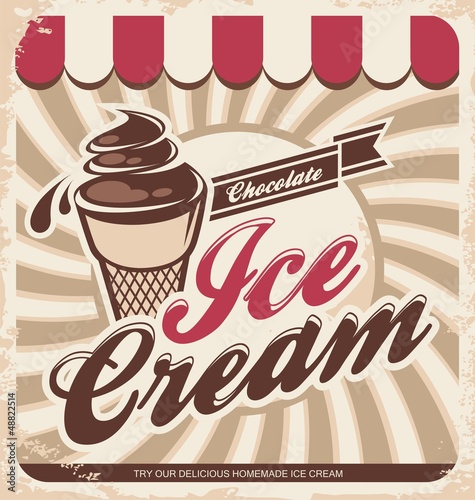 Naklejka dekoracyjna Ice cream retro poster