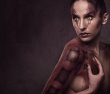 Woman With Snake Body-art