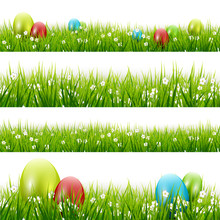 Grass With Eggs - Vector Set