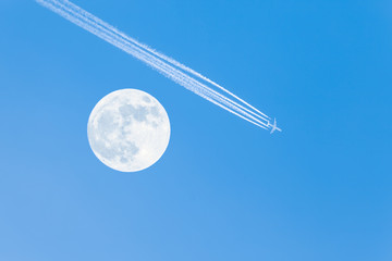 jet airplane & full moon