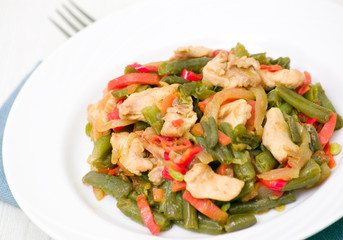 Wall Mural - Fresh Green Beans Cooked with chicken and vegetables