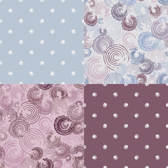 Canvas Print - set seamless patterns with circles - vector illustration