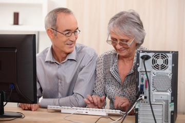 Cheerful senior couple browsing on the Internet