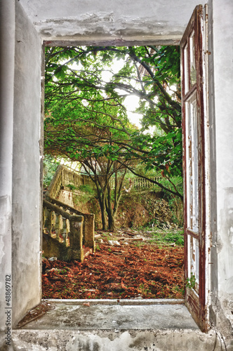 Nowoczesny obraz na płótnie garden through the window