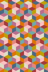 Wall Mural - Seamless Pattern Cubes Retro