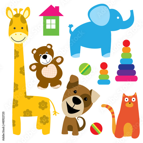 Tapeta ścienna na wymiar set of vector animals toys