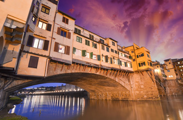 Fototapete - Gorgeous view of Old Bridge, Ponte Vecchio in Florence at sunset