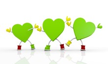 3d Characters With Heart Symbol In Green