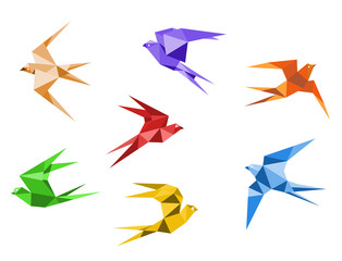 Poster - Origami swallows