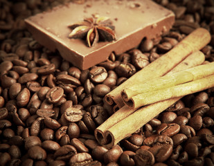 Wall Mural - coffee,  cinnamon and chocolate