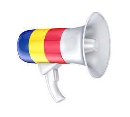 Poster - Loudspeaker with romanian flag.