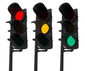 Canvas Print - Set of Traffic Lights Isolated on White